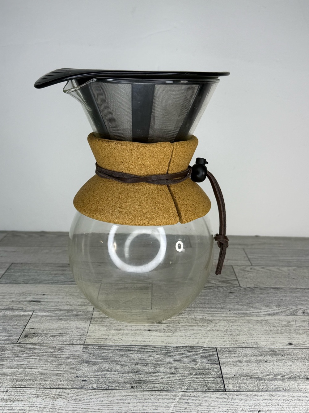 Bodum 34oz Pour Over Coffee Maker made of borosilicate glass.